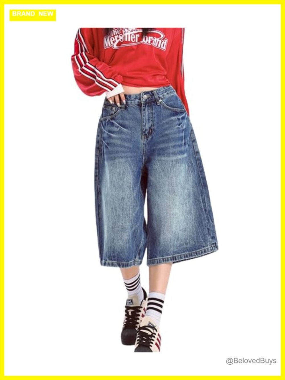Baggy Wide Leg Long Jorts Denim Bermuda Jean Shorts Low Rise Grunge Summer